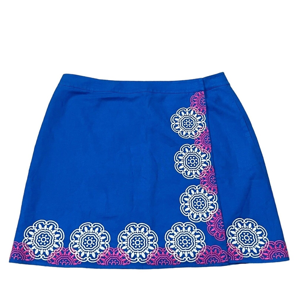 Boden Womens Wrap Skirt Mini Mandala Embroidered Linen Cotton